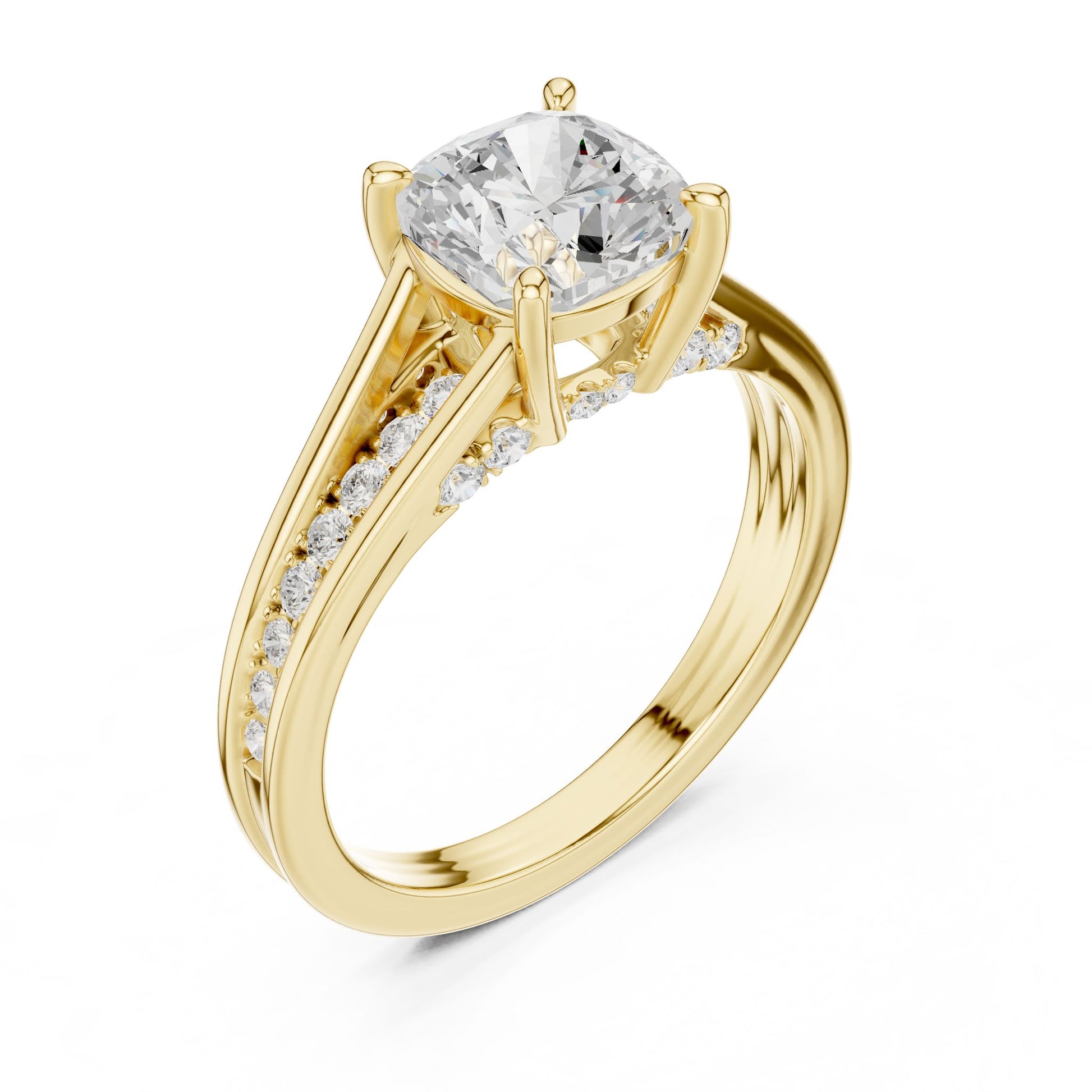 Cushion Lab Grown Diamond Cathedral Engagement Ring