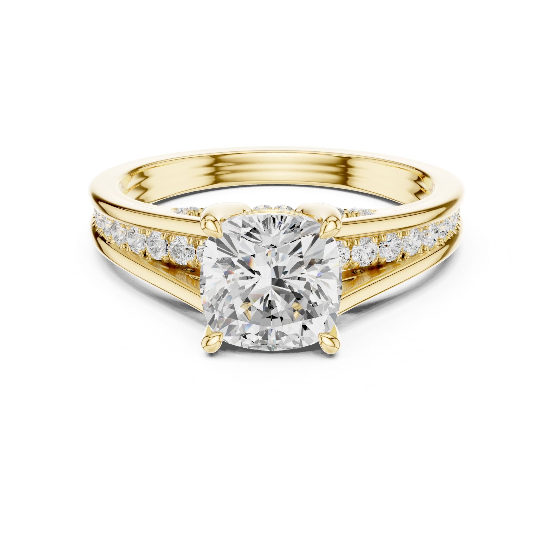 Cushion Lab Grown Diamond Cathedral Engagement Ring