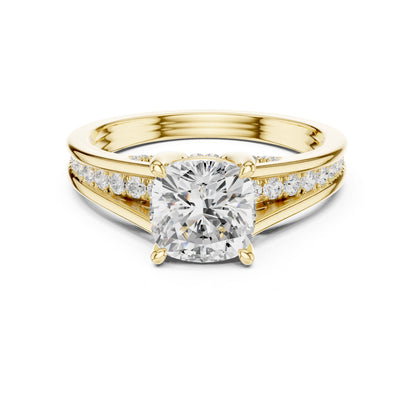Cushion Lab Grown Diamond Cathedral Engagement Ring