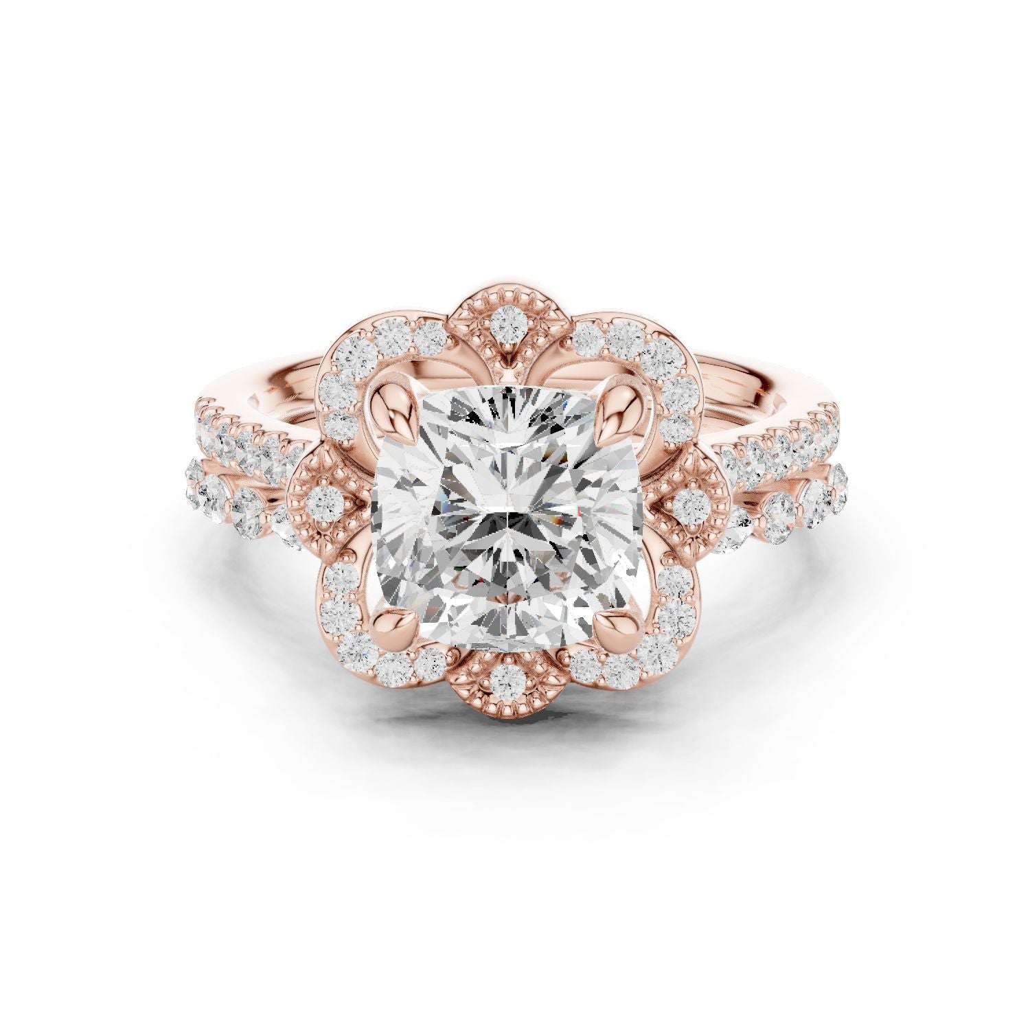Cushion Lab Grown Diamond Halo Engagement Ring