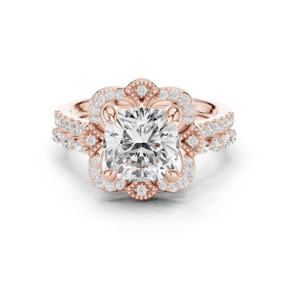 Cushion Lab Grown Diamond Halo Engagement Ring