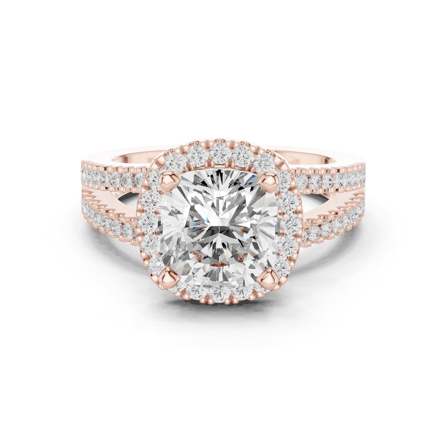 Cushion Lab Grown Diamond Halo Engagement Ring