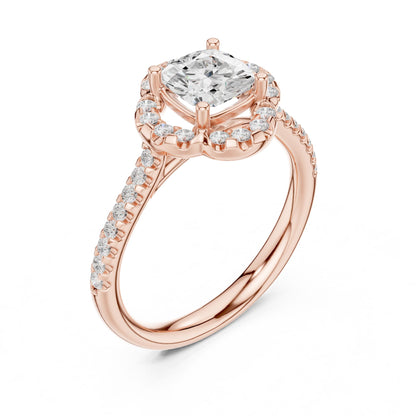Cushion Lab Grown Diamond Halo Engagement Ring