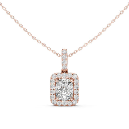 Cushion Lab Grown Diamond Halo Pendant