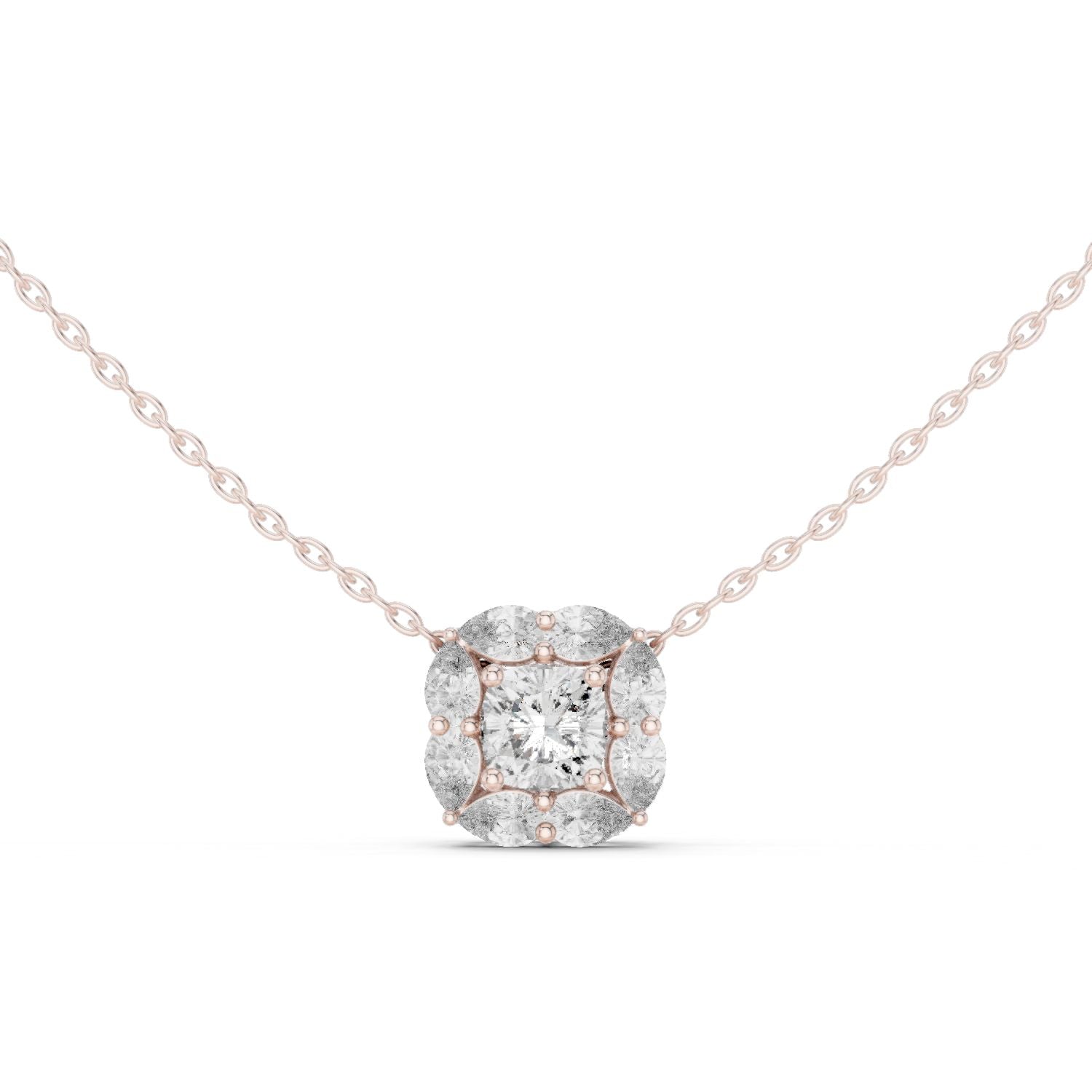 Cushion Lab Grown Diamond Halo Pendant