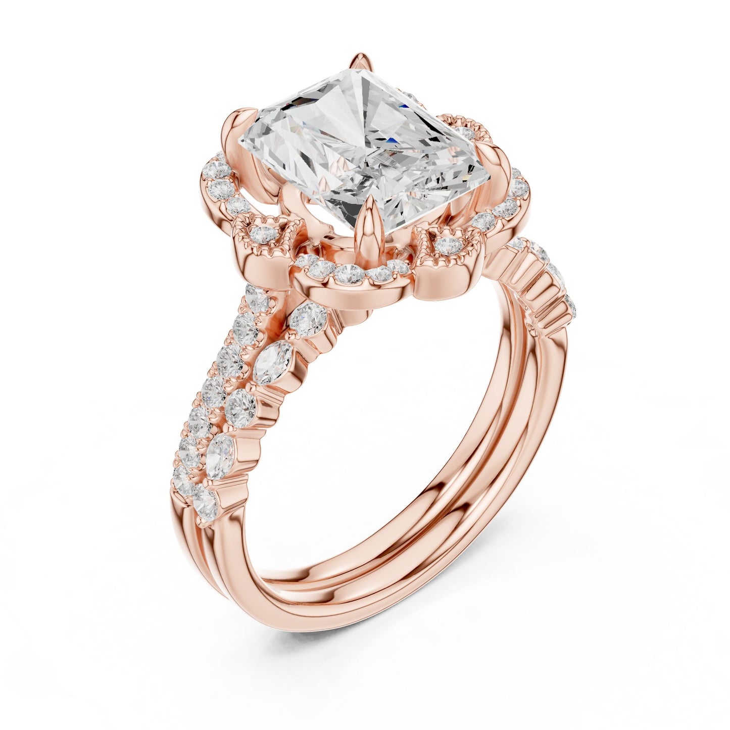 Cushion Lab Grown Diamond Halo Engagement Ring