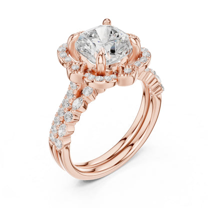 Cushion Lab Grown Diamond Halo Engagement Ring