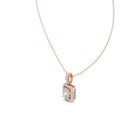 Cushion Lab Grown Diamond Halo Pendant