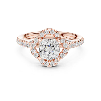 Cushion Lab Grown Diamond Halo Engagement Ring