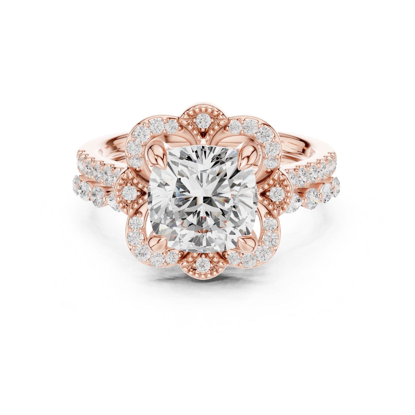 Cushion Lab Grown Diamond Halo Engagement Ring