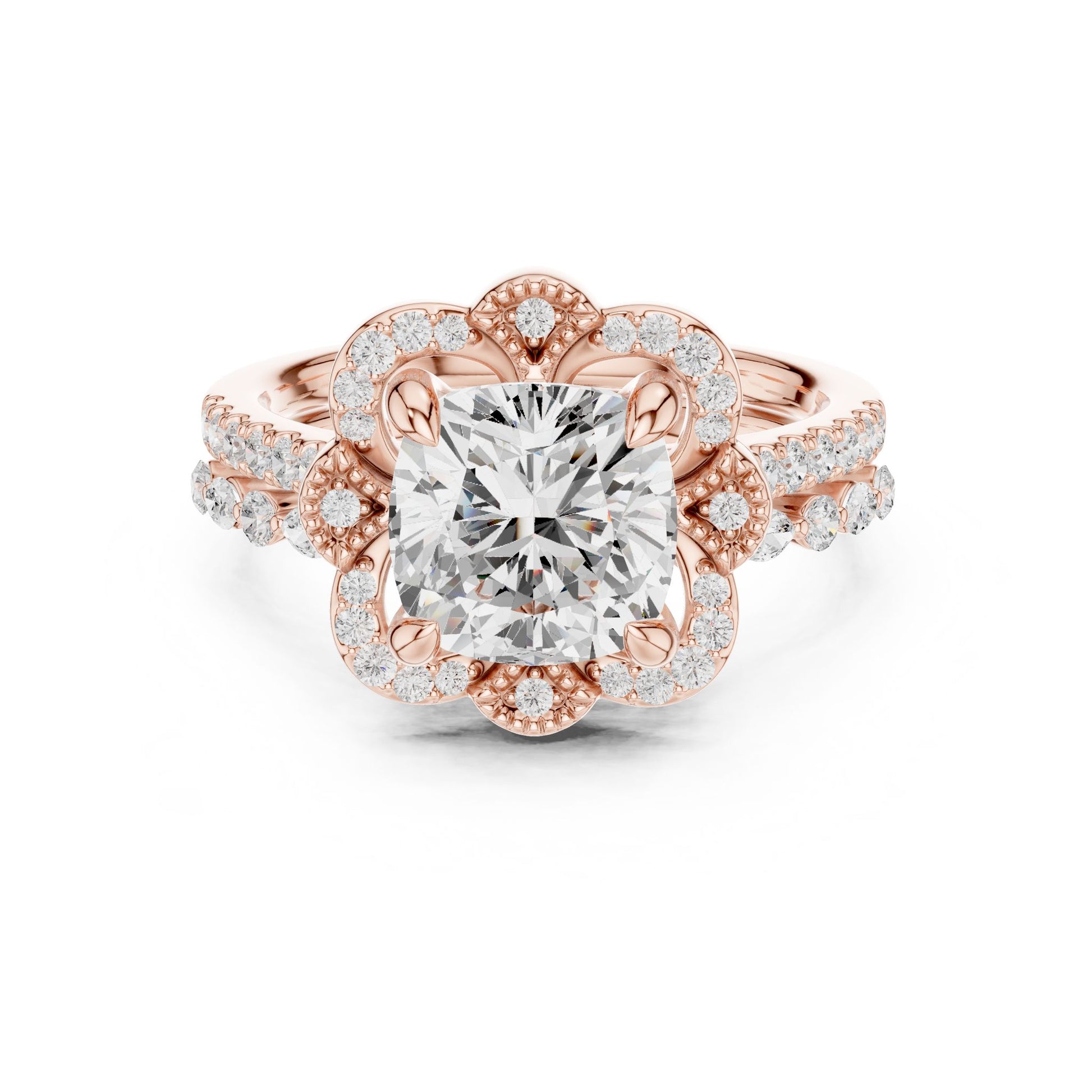 Cushion Lab Grown Diamond Halo Engagement Ring