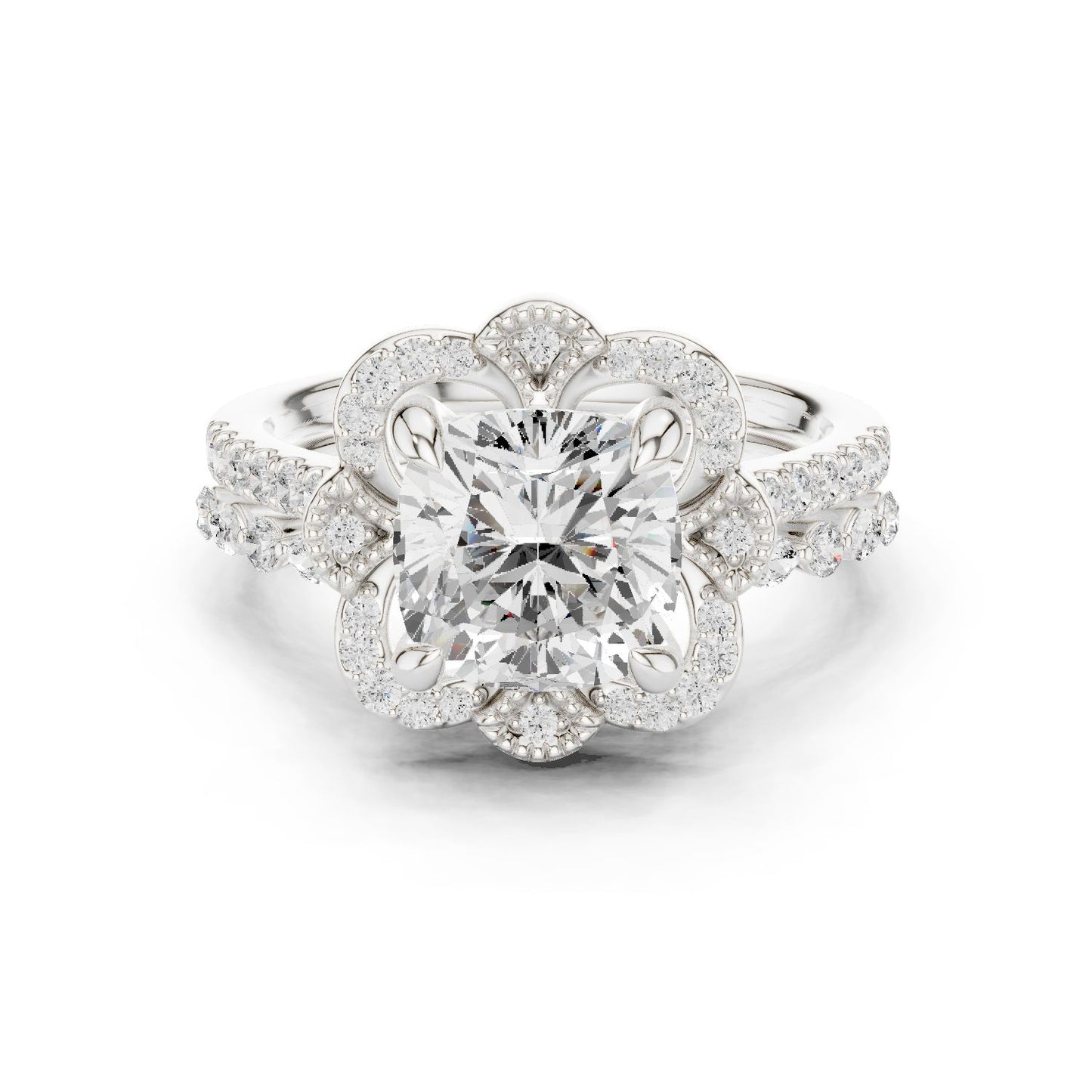 Cushion Lab Grown Diamond Halo Engagement Ring