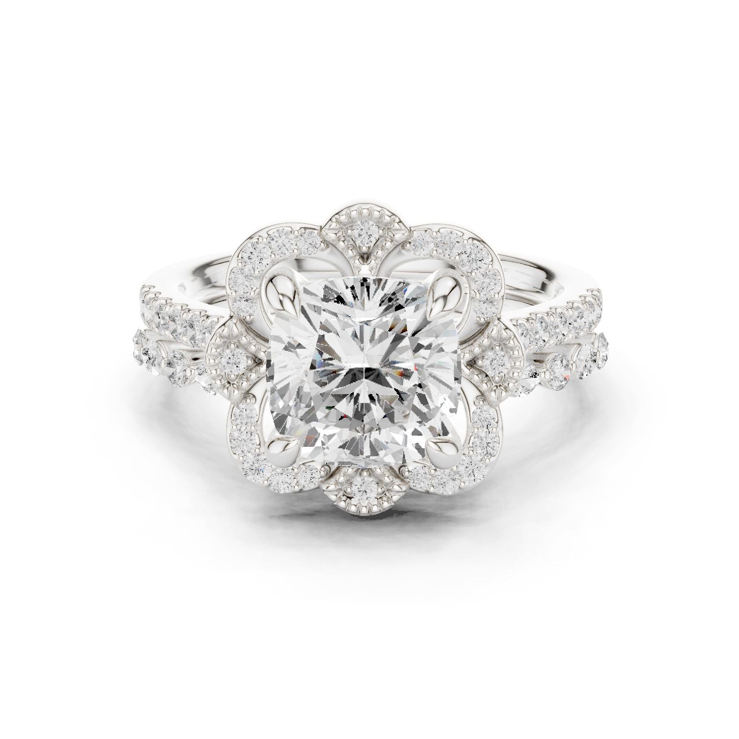 Cushion Lab Grown Diamond Halo Engagement Ring