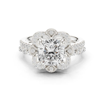 Cushion Lab Grown Diamond Halo Engagement Ring