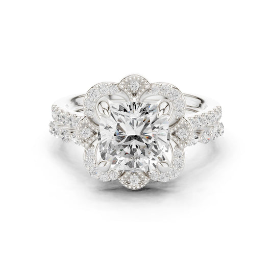 Cushion Lab Grown Diamond Halo Engagement Ring