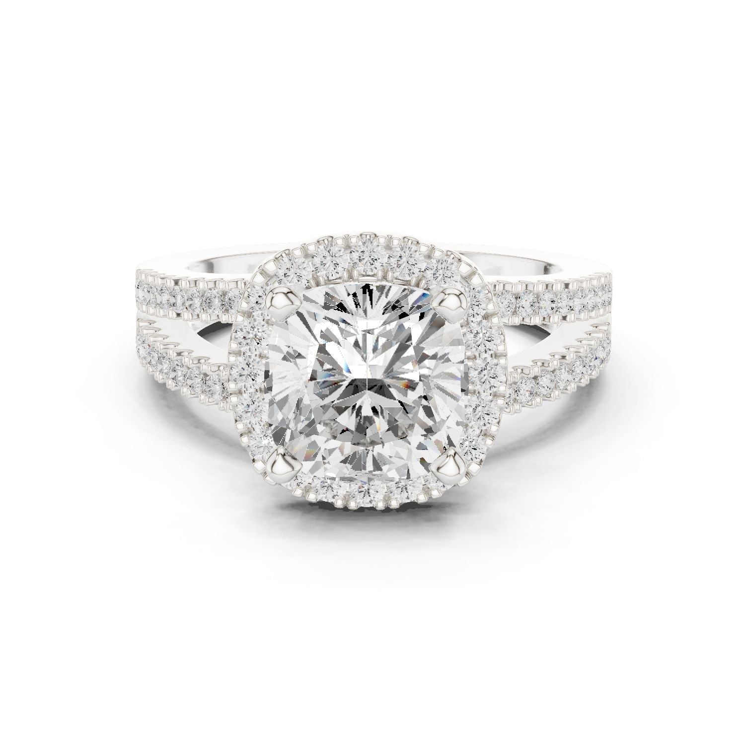 Cushion Lab Grown Diamond Halo Engagement Ring
