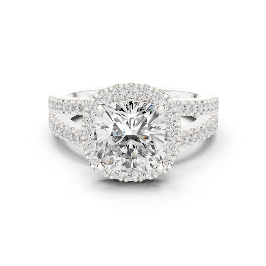 Cushion Lab Grown Diamond Halo Engagement Ring