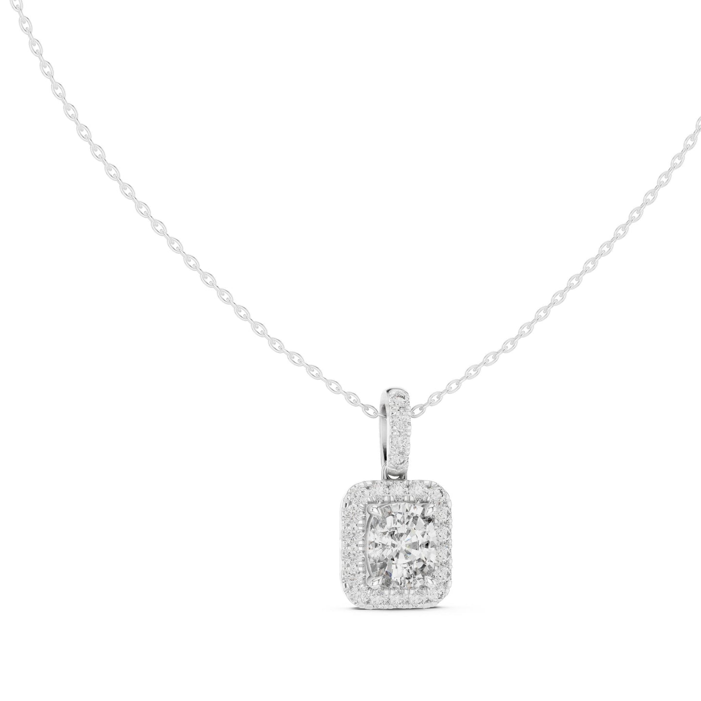 Cushion Lab Grown Diamond Halo Pendant