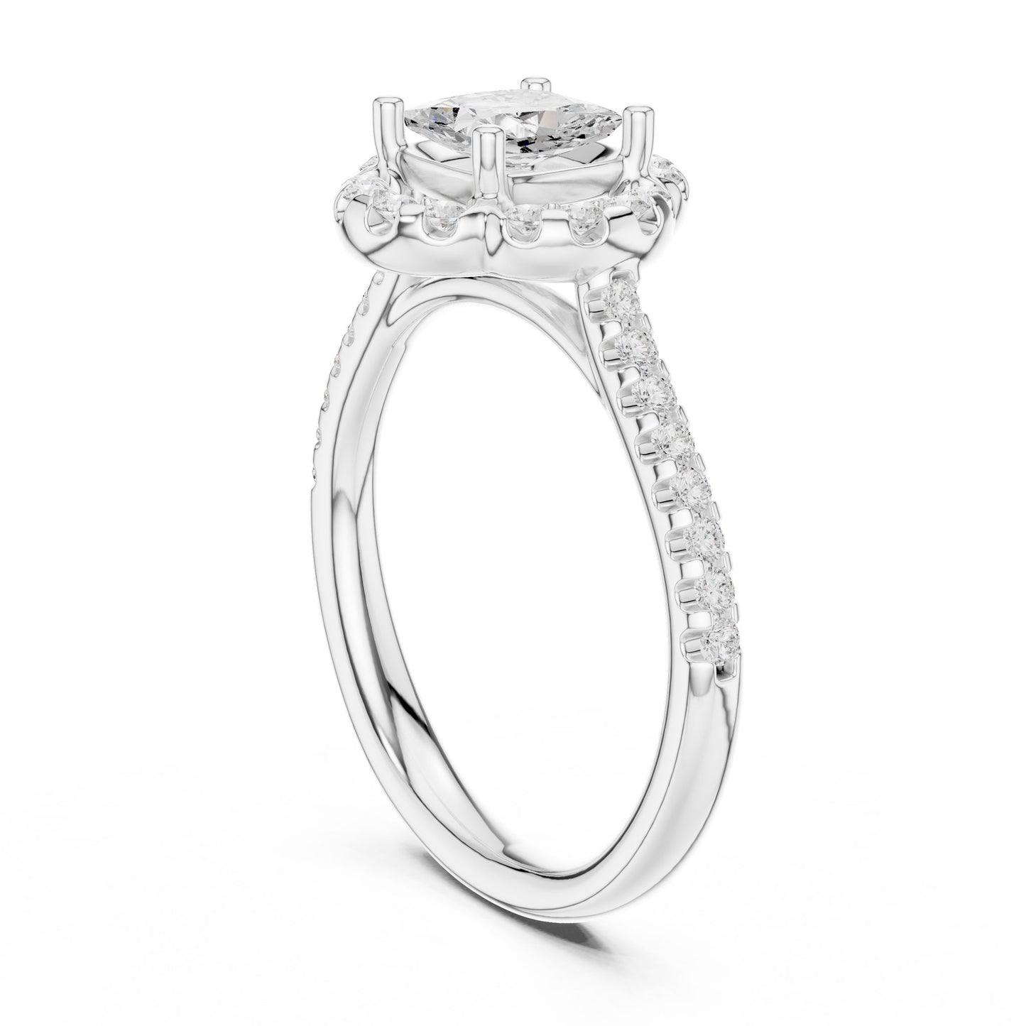 Cushion Lab Grown Diamond Halo Engagement Ring