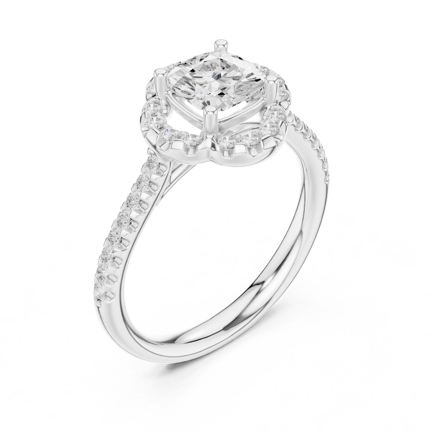 Cushion Lab Grown Diamond Halo Engagement Ring