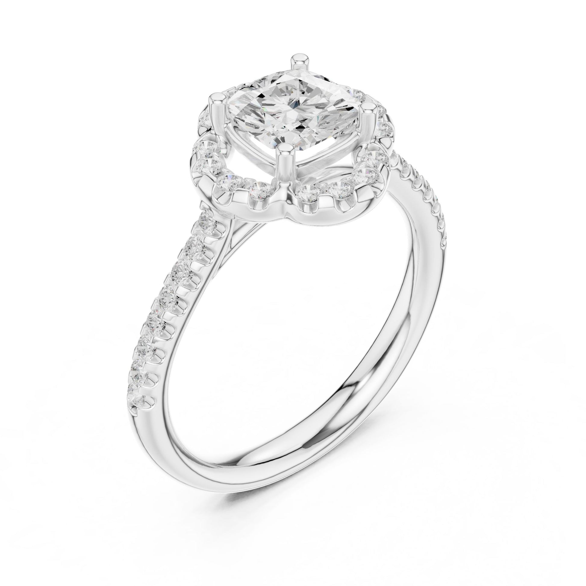Cushion Lab Grown Diamond Halo Engagement Ring