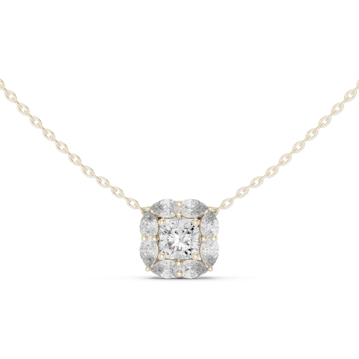 Cushion Lab Grown Diamond Halo Pendant