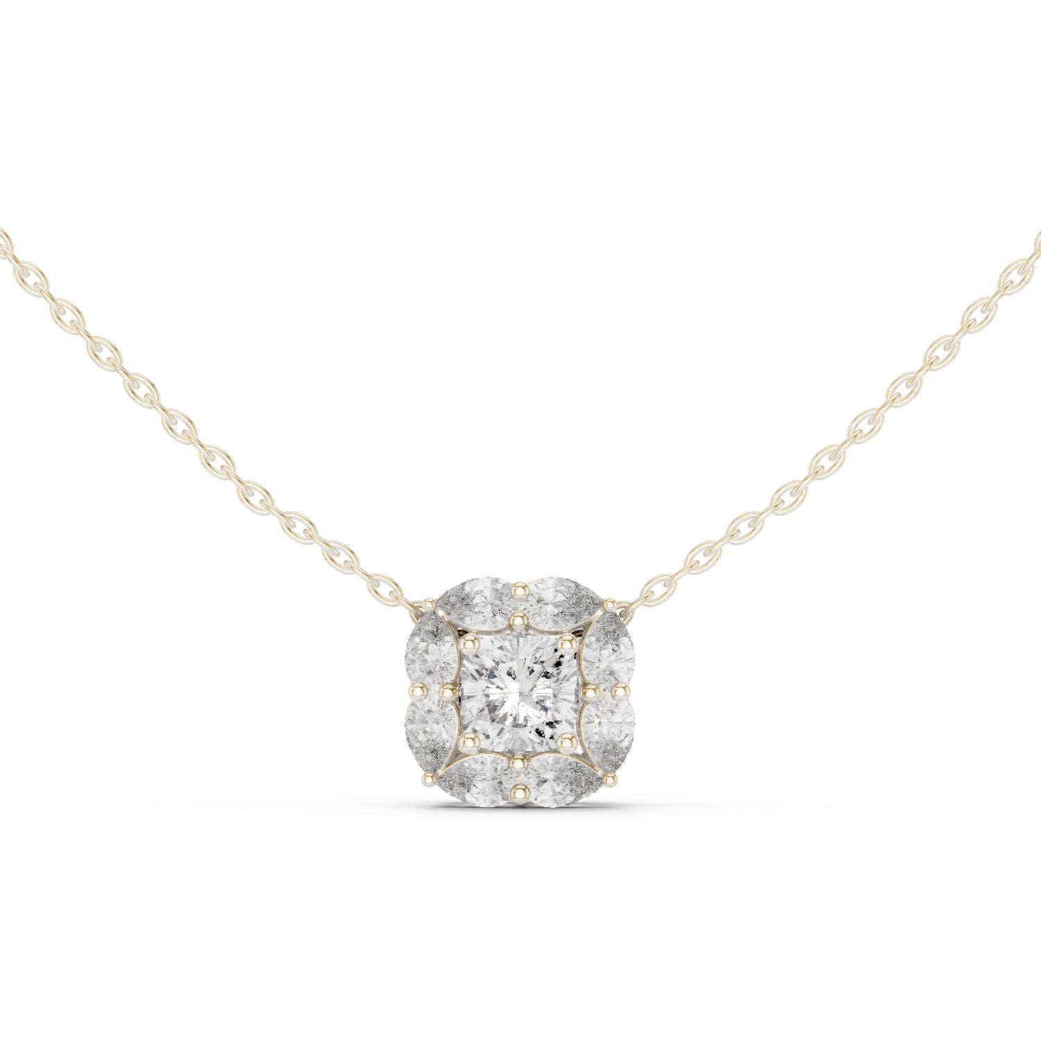 Cushion Lab Grown Diamond Halo Pendant