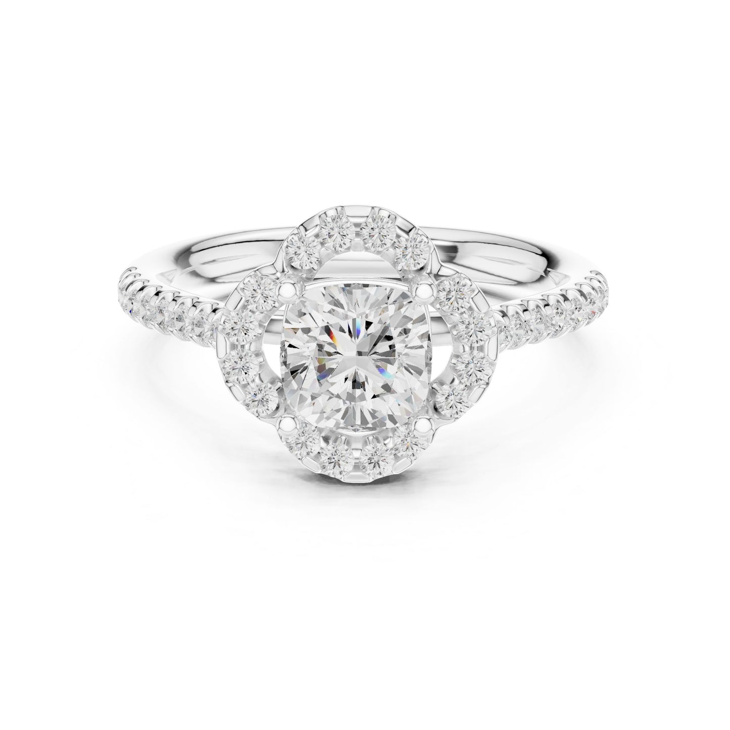 Cushion Lab Grown Diamond Halo Engagement Ring