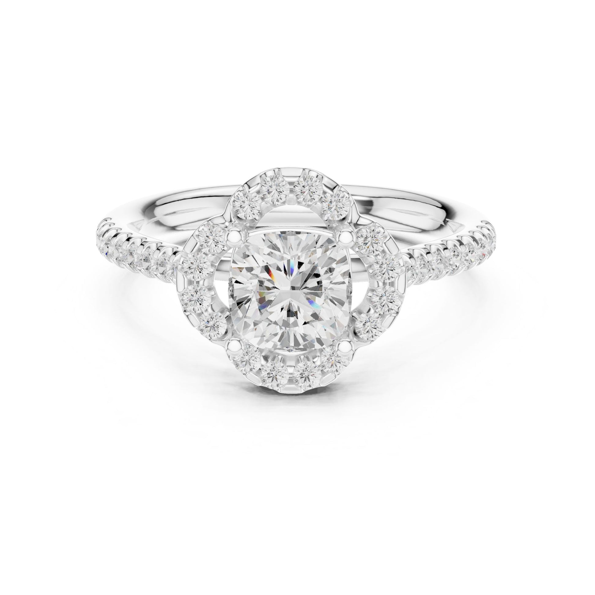 Cushion Lab Grown Diamond Halo Engagement Ring