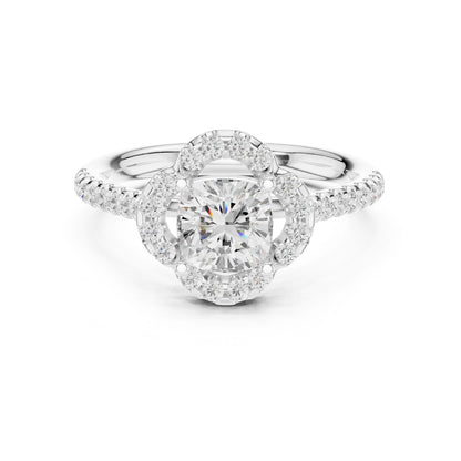 Cushion Lab Grown Diamond Halo Engagement Ring