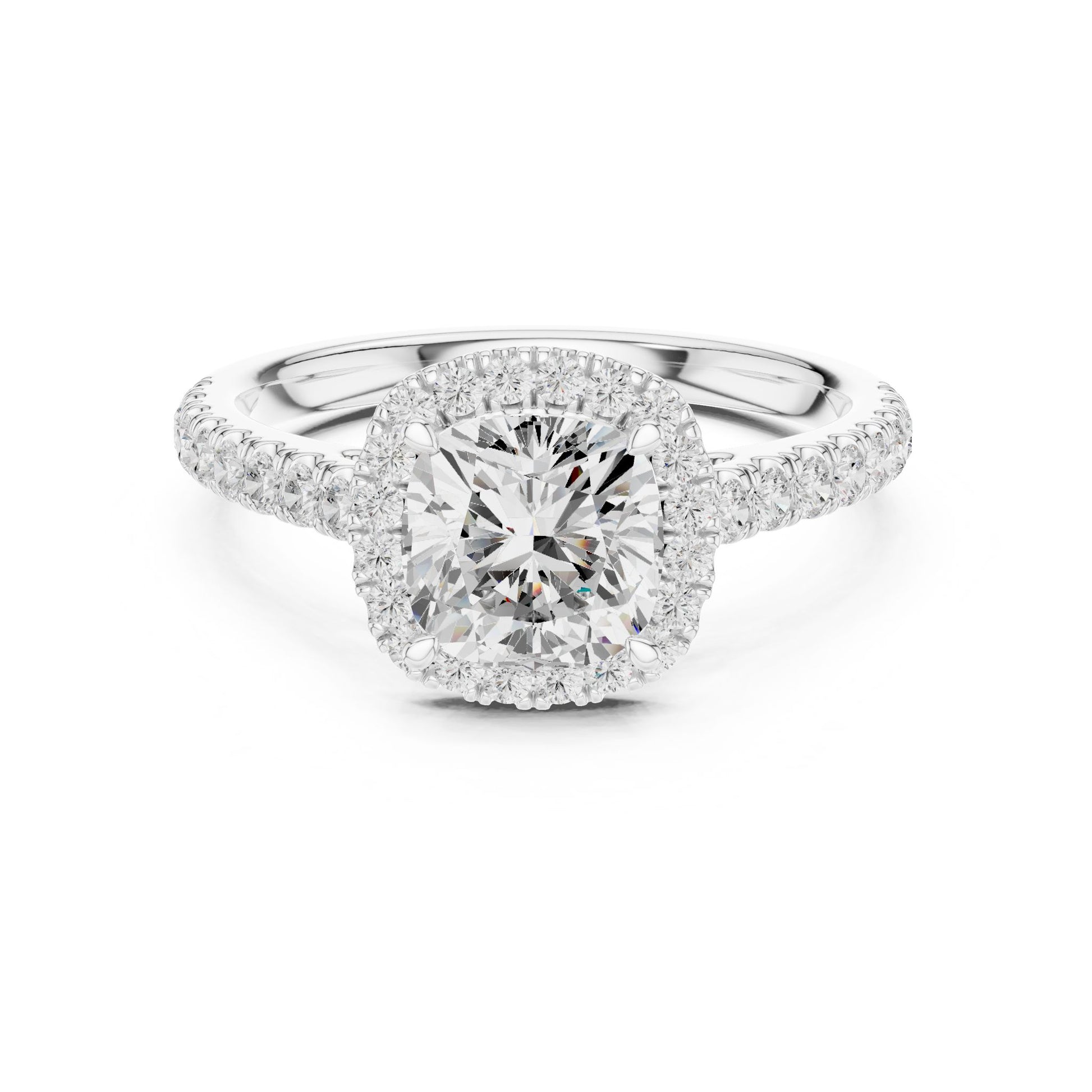 Cushion Lab Grown Diamond Halo Engagement Ring