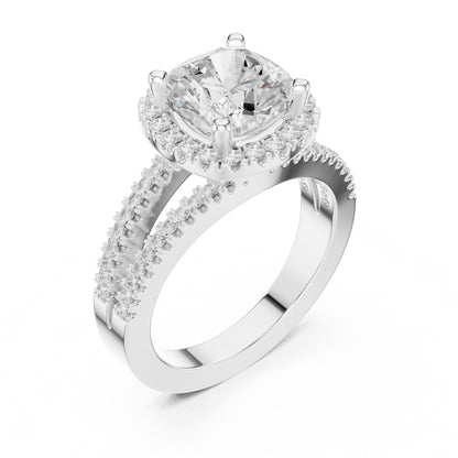 Cushion Lab Grown Diamond Halo Engagement Ring