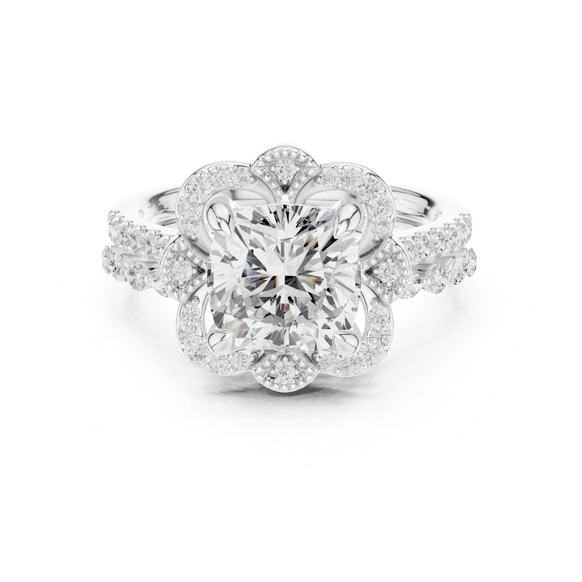 Cushion Lab Grown Diamond Halo Engagement Ring