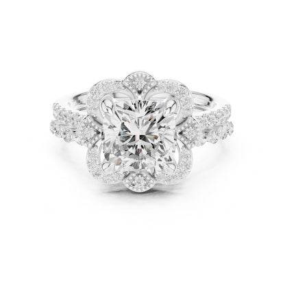 Cushion Lab Grown Diamond Halo Engagement Ring