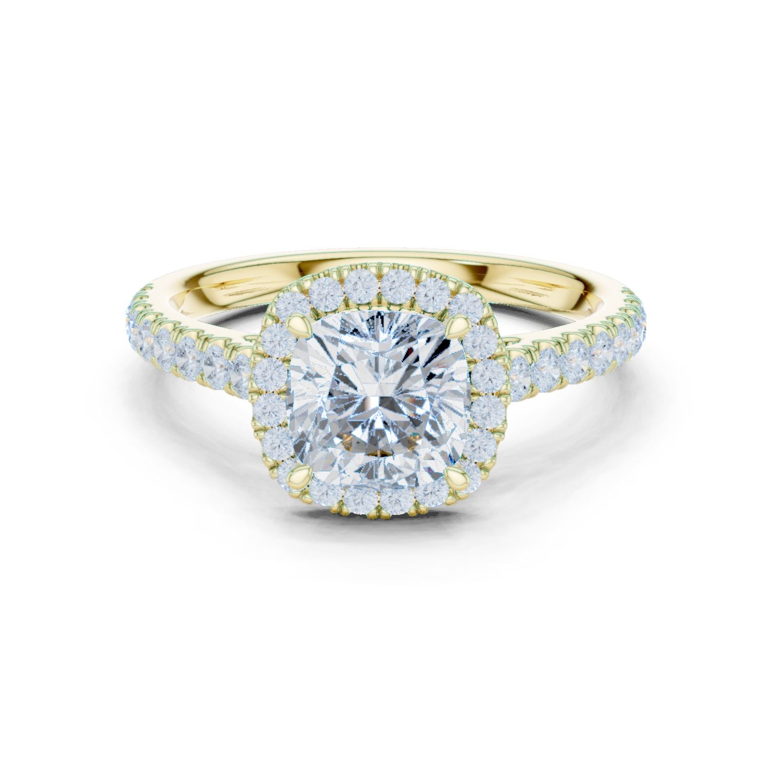 Cushion Lab Grown Diamond Halo Engagement Ring