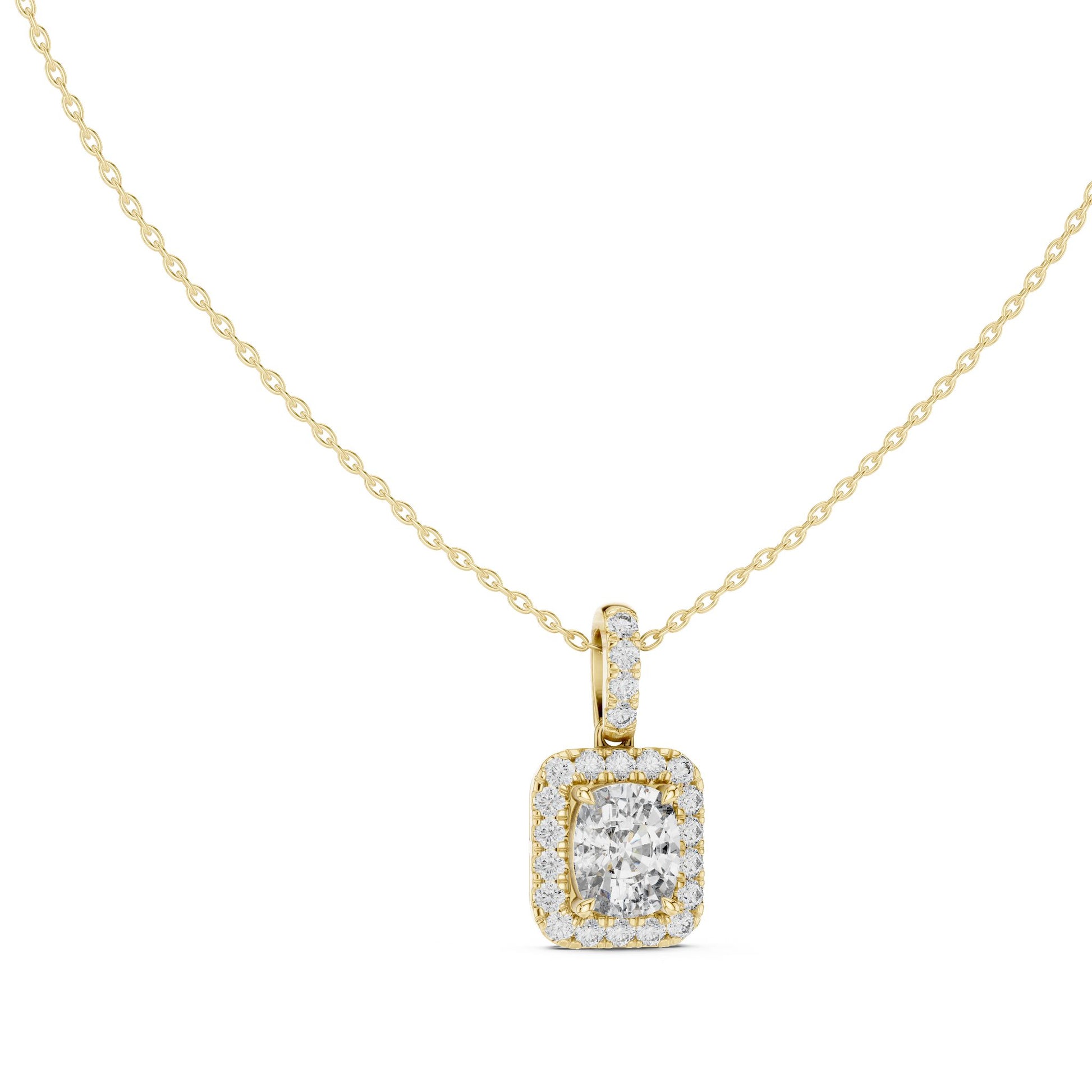 Cushion Lab Grown Diamond Halo Pendant