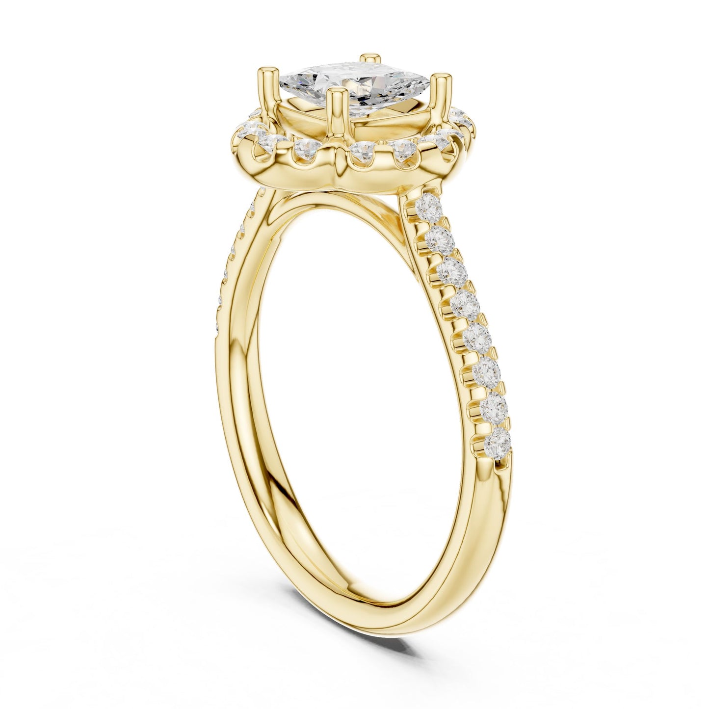 Cushion Lab Grown Diamond Halo Engagement Ring