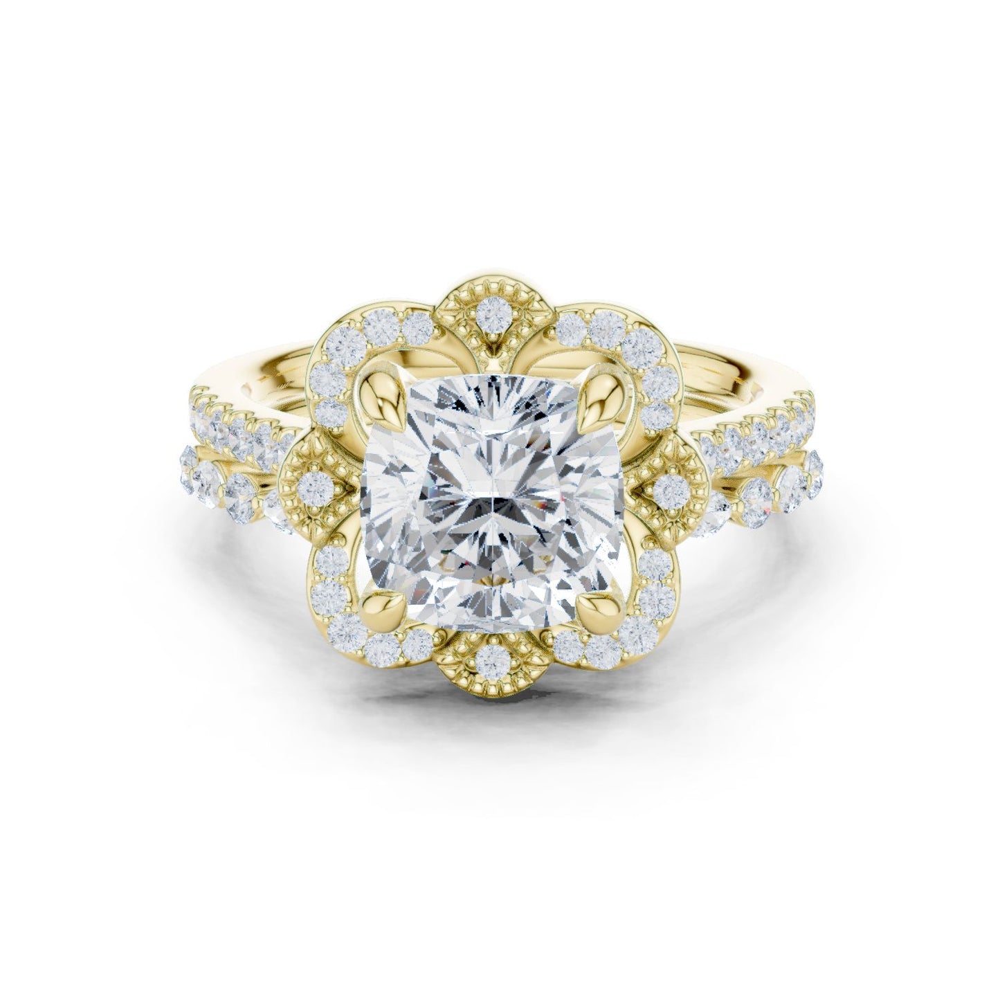Cushion Lab Grown Diamond Halo Engagement Ring