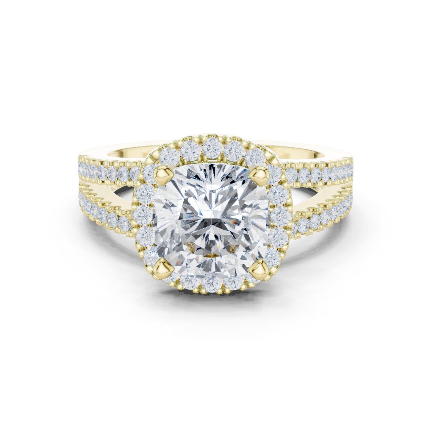 Cushion Lab Grown Diamond Halo Engagement Ring