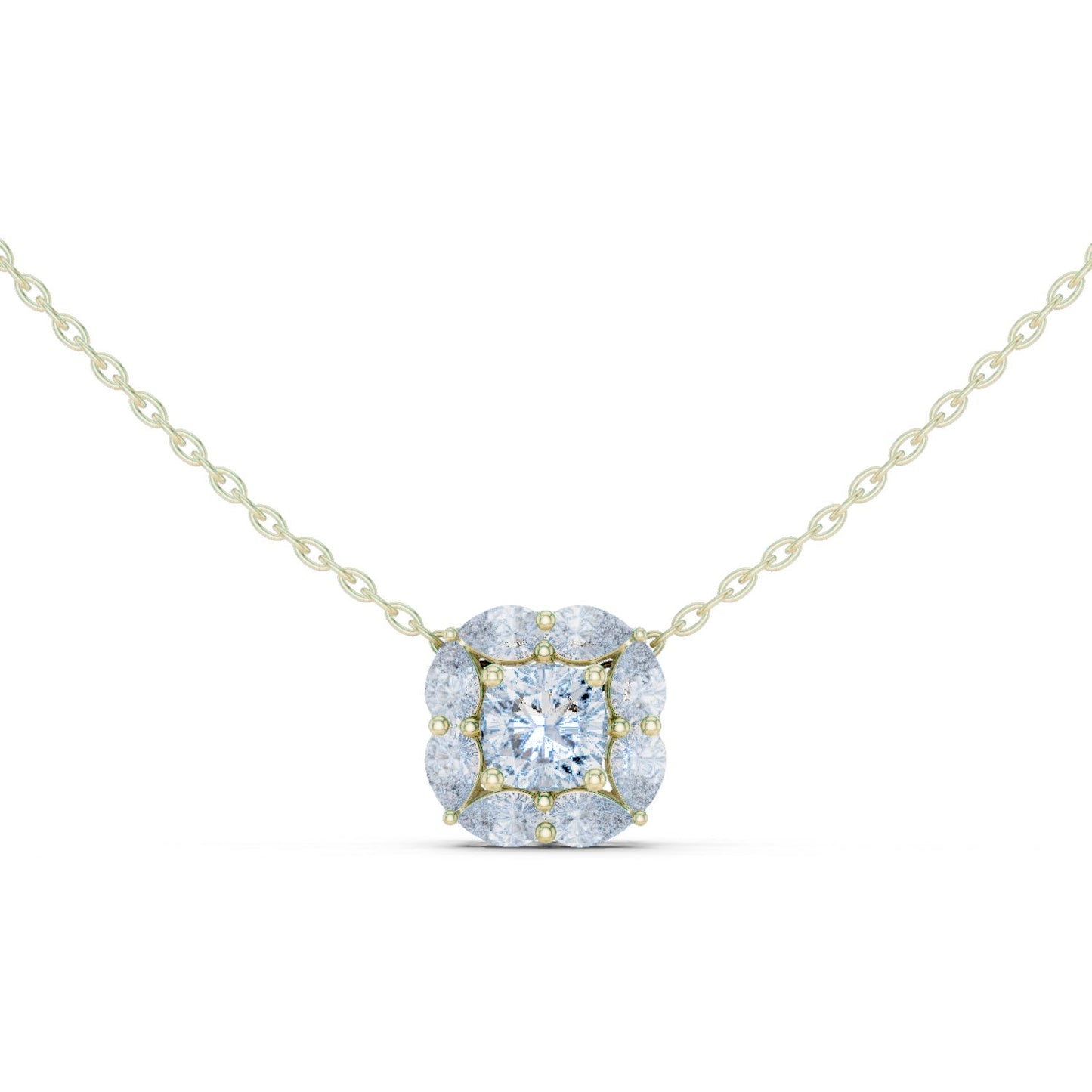Cushion Lab Grown Diamond Halo Pendant