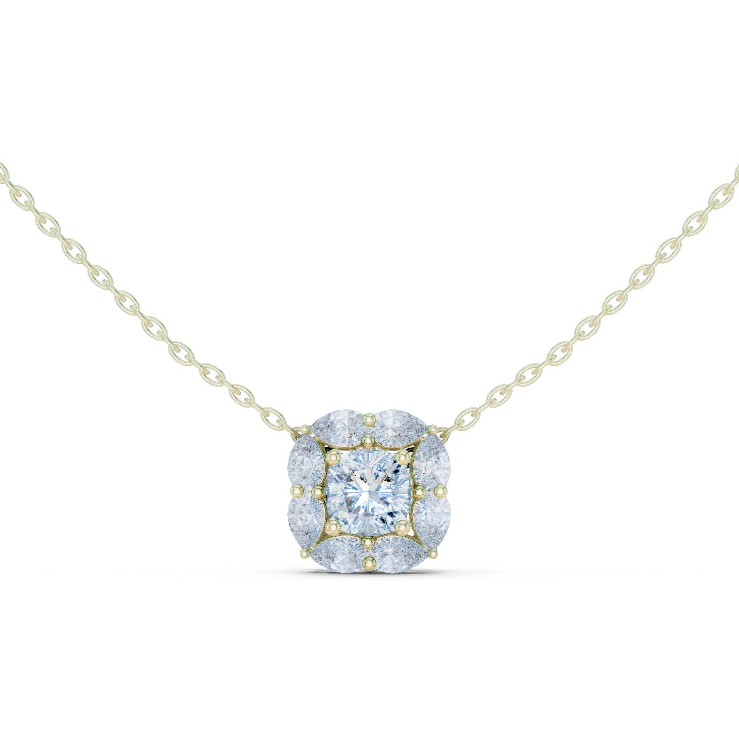 Cushion Lab Grown Diamond Halo Pendant