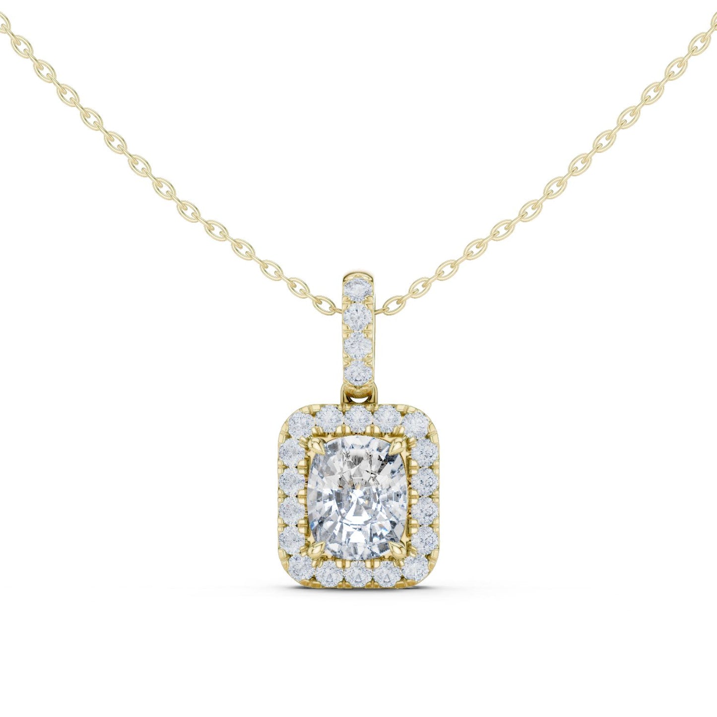 Cushion Lab Grown Diamond Halo Pendant