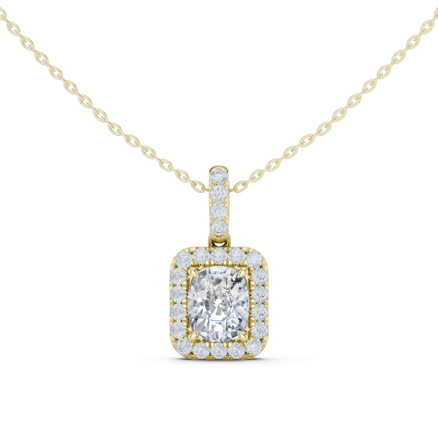 Cushion Lab Grown Diamond Halo Pendant