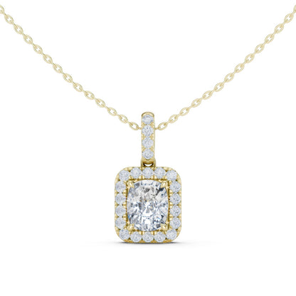 Cushion Lab Grown Diamond Halo Pendant