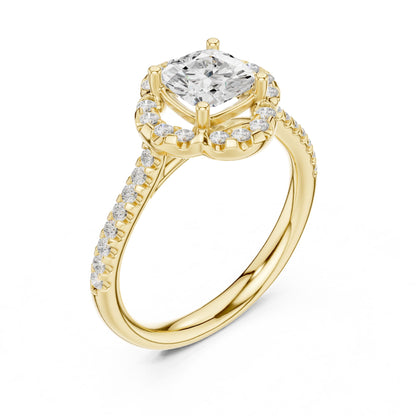 Cushion Lab Grown Diamond Halo Engagement Ring