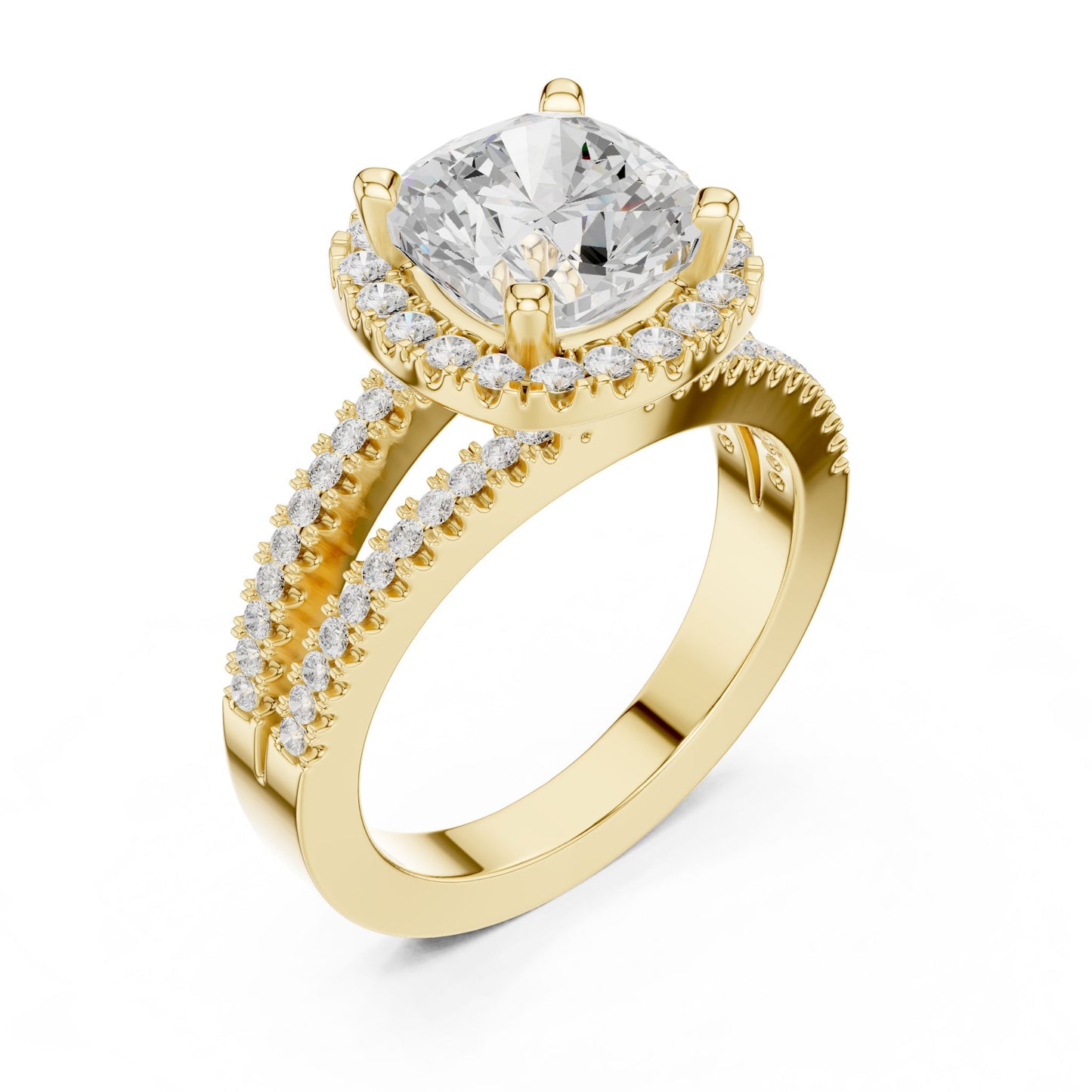 Cushion Lab Grown Diamond Halo Engagement Ring