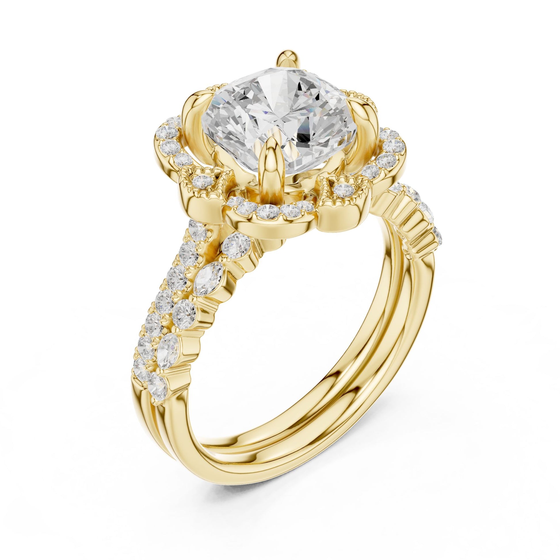 Cushion Lab Grown Diamond Halo Engagement Ring