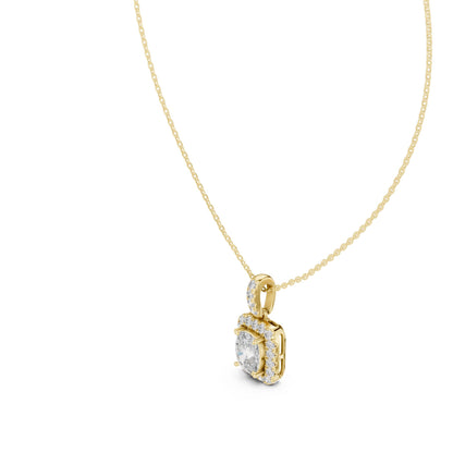 Cushion Lab Grown Diamond Halo Pendant