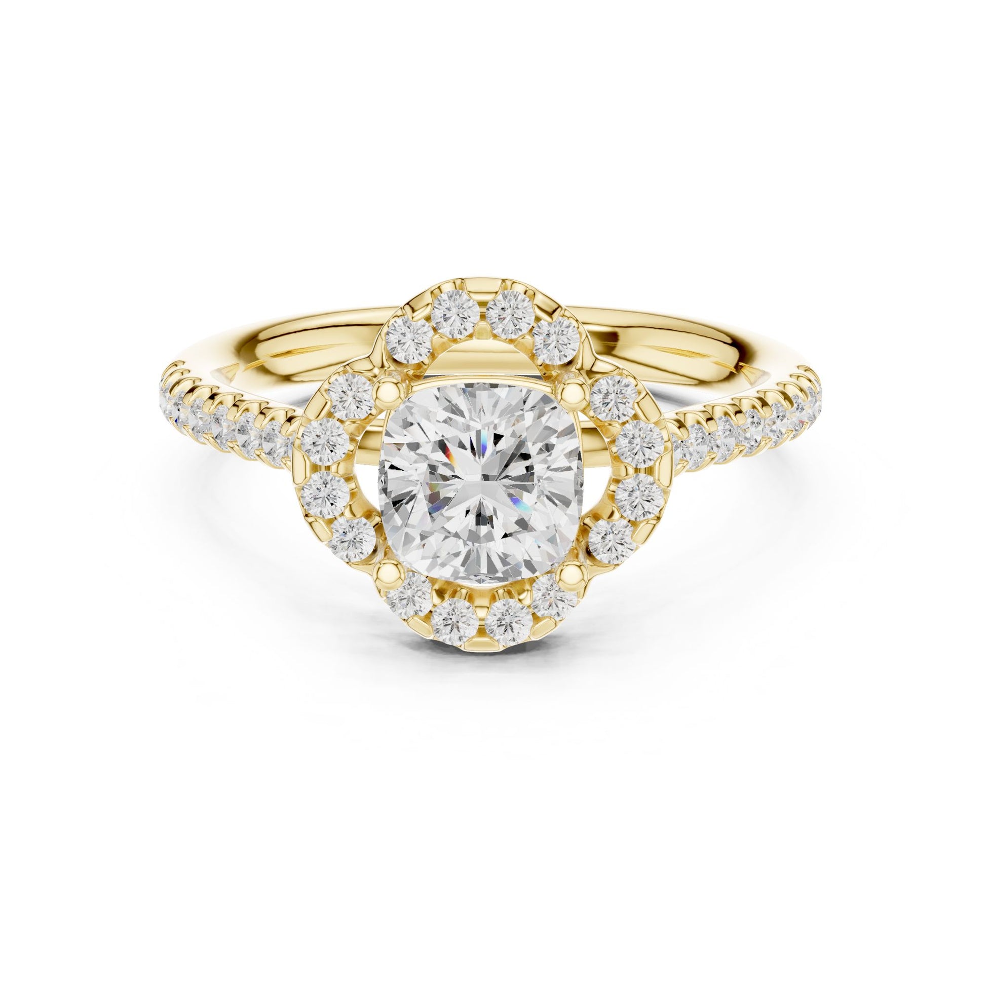 Cushion Lab Grown Diamond Halo Engagement Ring