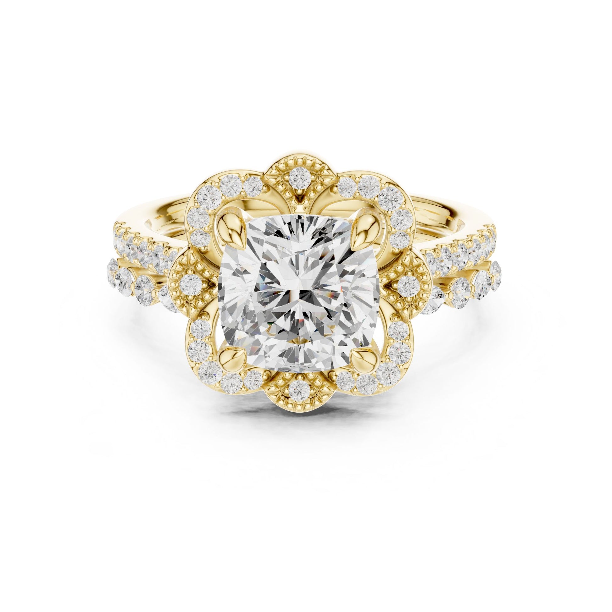 Cushion Lab Grown Diamond Halo Engagement Ring